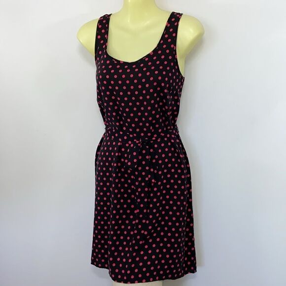 Divided by H&M Dress Black With Pink Polka Dots Matching Belt NWOT Sz 8 - Picture 6 of 8